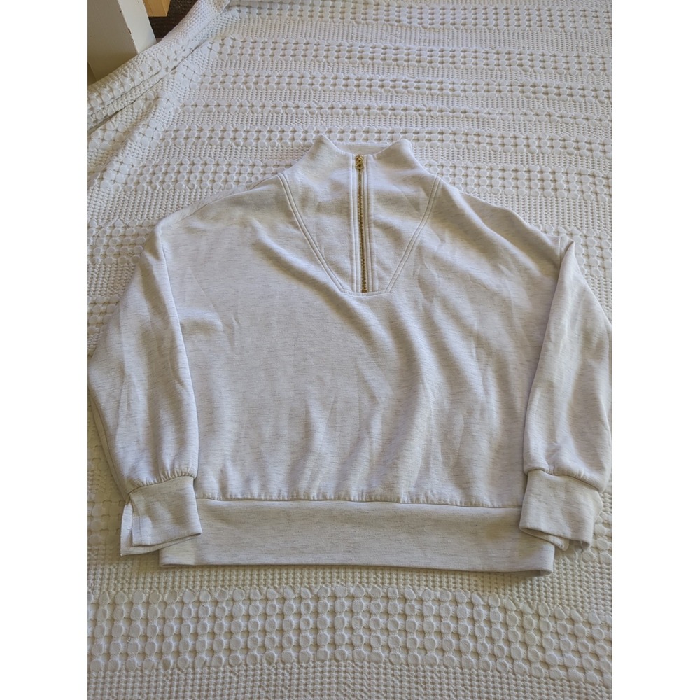 Varley Hawley Double Soft Half Zip Sweatshirt FLAW XXS Oversized Heathered Gray